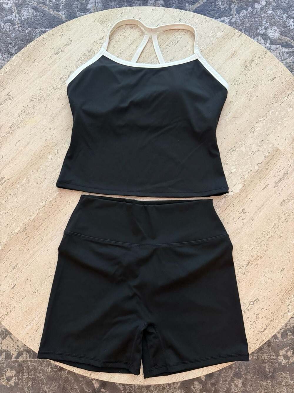 Women's 2-Piece Cross Back Tank Top and Scrunch Booty Shorts Workout Set